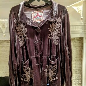 JOHNNY WAS  brown velvet  jacket L